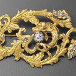 Brooch with fish and acanthus leaves