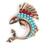 MB Boucher sterling vermeil sailfish figural retro stylized fish pin brooch