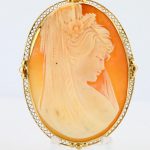 Carved Shell Brooch Pendant