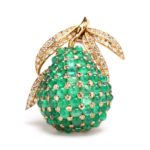 Emerald and Diamond Clip Brooch