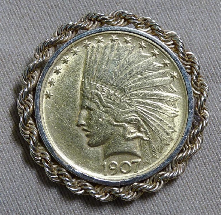 Gold Coin Brooch