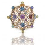 Renaissance Revival Sapphire Diamond Brooch