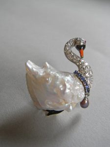 Verdura pearl swan brooch