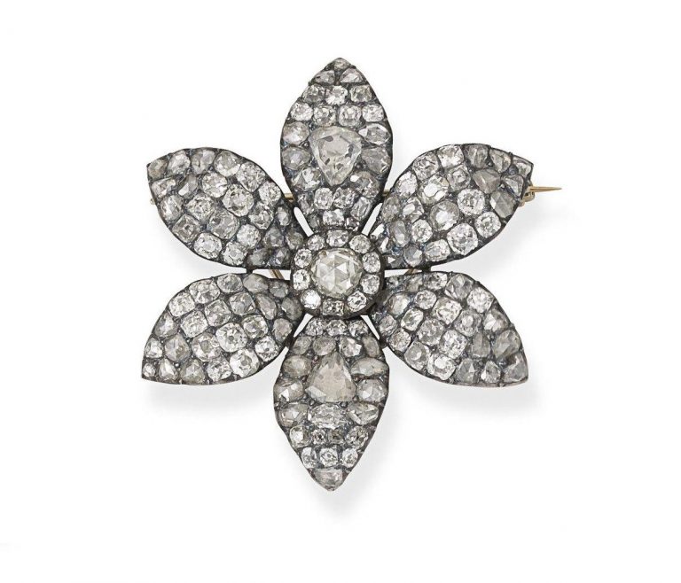 A late 18th century diamond flower brooch