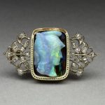 Opal cameo of a profile head of a helmeted warrior (Minerva?)