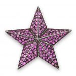 A Sapphire Novelty Brooch, by Laura Munder Designed as a star, set throughout with circular-cut pink sapphires