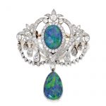 Platinum-Topped Gold, Opal and Diamond Pendant-Brooch