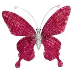 White Gold, Invisibly-Set Ruby and Diamond 'en Tremblant' Butterfly Brooch