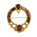 A late 19th century gold Scottish agate and gem-set brooch