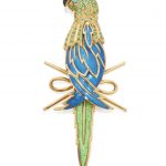 Gem-Set, Enamel, Lacquer and Turquoise Clip-Brooch, Tiffany & Co