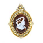 Antique Gold, Hardstone Cameo and Enamel Pendant-Brooch
