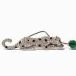 Cartier, Panther Brooch with Diamonds & Emerald, 18K