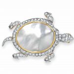 AN ANTIQUE BLISTER PEARL AND DIAMOND TURTLE BROOCH