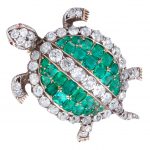 An emerald and diamond turtle brooch, late 19th Century
